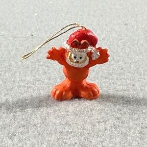 Vintage Garfield Christmas Ornament 80s Resin Cartoon Cat Santa‎ Hat Miniature
